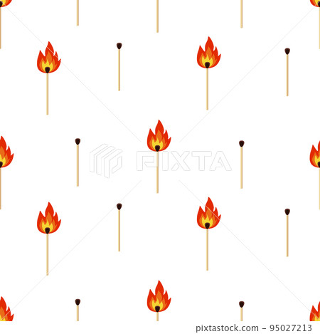 Seamless pattern of a match and a match burning with fire. Vector illustration background. Seamless pattern of a match and a match burning with fire. Vector illustration background. 95027213