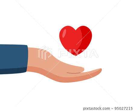 Hands hold the heart. Vector illustration, concept of tenderness caring love. 95027215