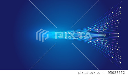 霓虹動感發光點線條互聯網科技矢量背景 95027352