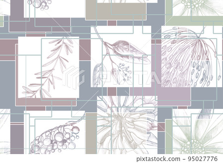Floral seamless pattern with hand drawing wild flowers. Simple botanical design for fabrics, tile mosaic, scrapbooking. Floral seamless pattern with hand drawing wild flowers. Simple botanical design for fabrics, tile mosaic, scrapbooking. 95027776