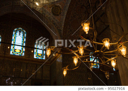 Inside the chapel of the Sultan Ahmed Mosque, also known as the Blue Mosque, Istanbul, Turkey 95027916