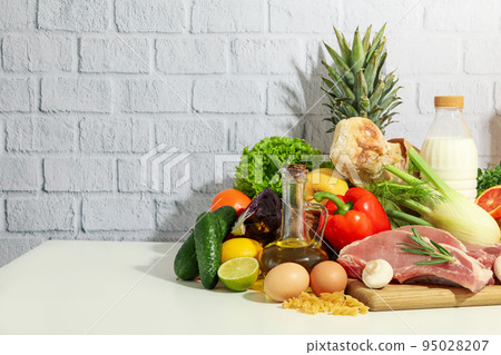 Concept of food and drinks, grocery, space for text 95028207