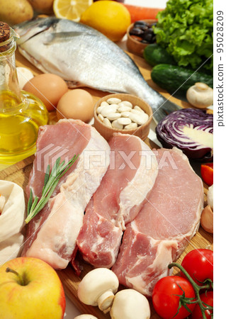 Concept of food and drinks, grocery, close up Concept of food and drinks, grocery, close up 95028209