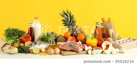 Concept of food and drinks, grocery, space for text Concept of food and drinks, grocery, space for text 95028210