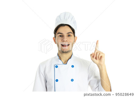 Concept of cooking, young man chef isolated on white background 95028649