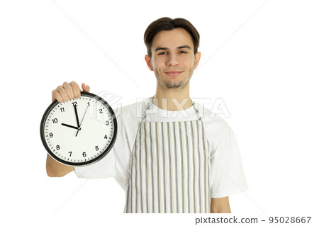 Concept of cooking, young man chef isolated on white background 95028667