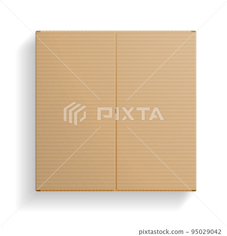 Realistic cardboard box, closed top view 95029042