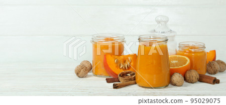 Concept of tasty food, pumpkin jam, space for text 95029075