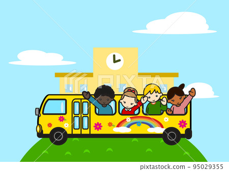 校舍前的校車 校舍前的校車 95029355