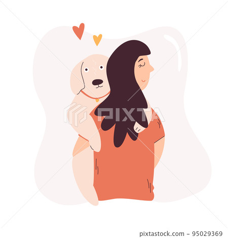 Young girl hugging her dog. Love your pet concept Young girl hugging her dog. Love your pet concept 95029369
