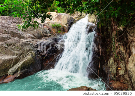 Beautiful deep forest waterfall in Thailand. 95029830