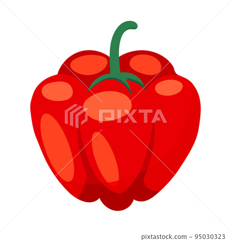 Red bell pepper on a white background. Vegetables illustration, clip-art, vector 95030323