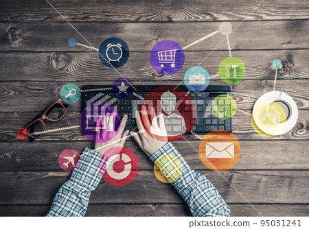 Concept of social communication and networking with media user interface 95031241
