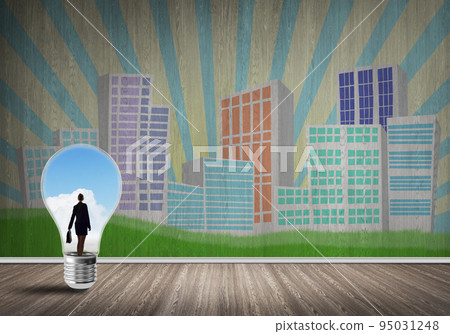 Businesswoman trapped in bulb 95031248