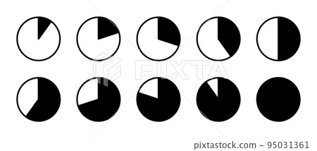 Pie chart simple black and white set Pie chart simple black and white set 95031361