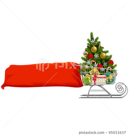 Vector Christmas Sled with Red Banner Vector Christmas Sled with Red Banner 95031637