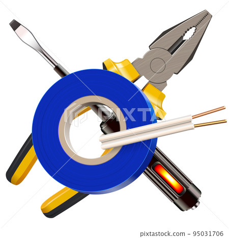 Vector Electrician Concept with Pliers and Insulating Tape 95031706