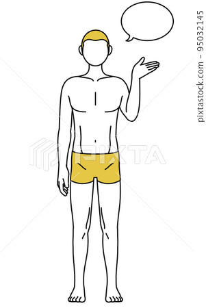 一個脫髮男人的線條畫,一個用手掌說話的姿勢 一個脫髮男人的線條畫,一個用手掌說話的姿勢 95032145