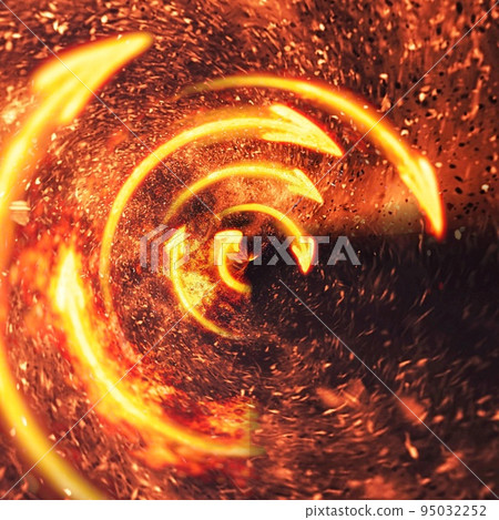 在黑暗中旋轉的火箭的 3d 插圖 95032252