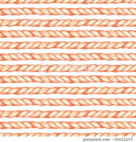 Rope seamless pattern. Watercolor illustration. Isolated on a white background. Rope seamless pattern. Watercolor illustration. Isolated on a white background. 95032257