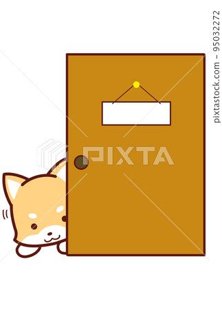 一隻狗把頭伸出門外② 95032272