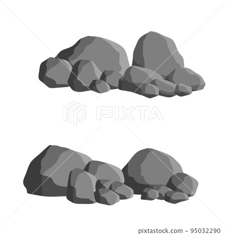 Set of gray granite stones of different shapes. 95032290