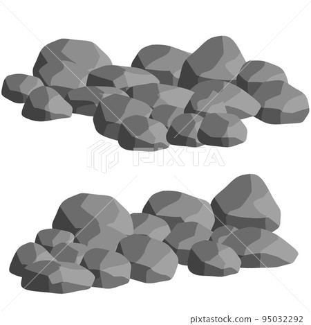 Set of gray granite stones of different shapes. Set of gray granite stones of different shapes. 95032292