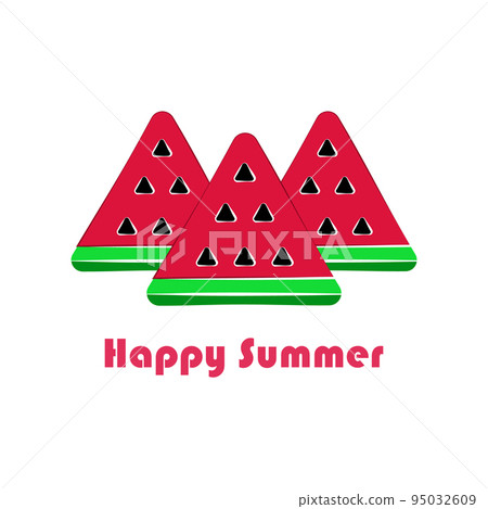 three a slice of watermelon in the form of a triangular. summer three a slice of watermelon in the form of a triangular. summer 95032609