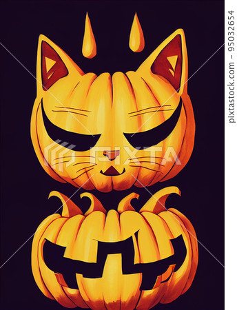 Halloween pumpkin cat 95032654