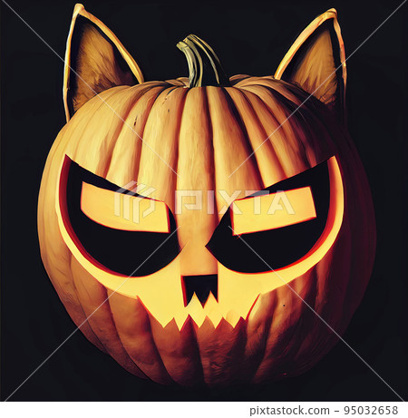 cat with pumpkin cat with pumpkin 95032658