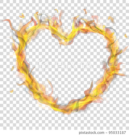 Heart of fire flame with smoke Heart of fire flame with smoke 95033187