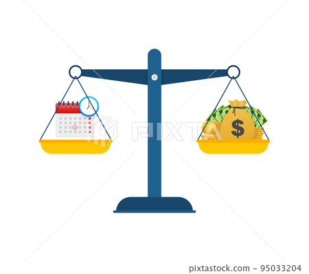 Time management is comparing money. Vector illustration. 95033204