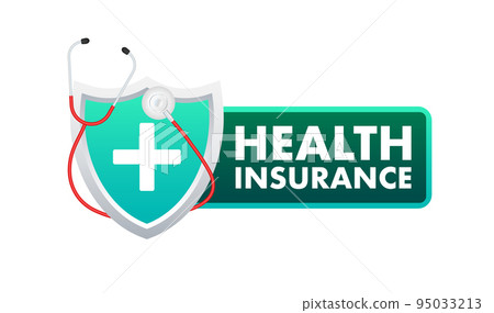 Health insurance label. Medical document, clipboard. Vector illustration. Health insurance label. Medical document, clipboard. Vector illustration. 95033213