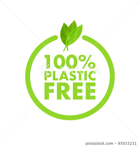 Plastic free green icon badge. Bpa plastic free chemical mark. Vector illustration. 95033231