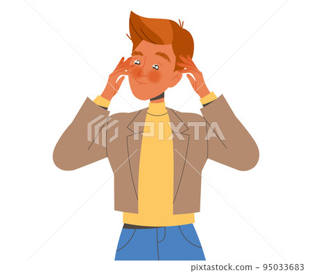 Pensive Man Character Thinking and Considering Something Vector Illustration Pensive Man Character Thinking and Considering Something Vector Illustration 95033683