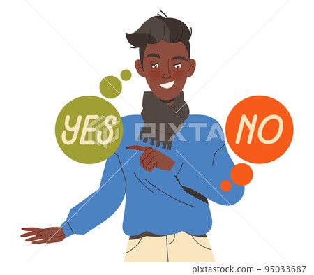 Smiling Man Character Making His Own Choice Choosing Right Answer Vector Illustration Smiling Man Character Making His Own Choice Choosing Right Answer Vector Illustration 95033687