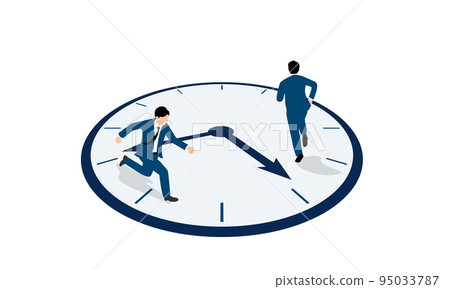 Time and labor image illustration, clock and businessman, vector Time and labor image illustration, clock and businessman, vector 95033787