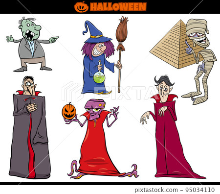cartoon spooky Halloween holiday characters set cartoon spooky Halloween holiday characters set 95034110