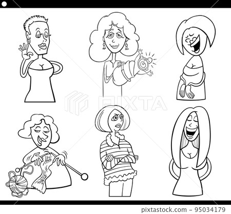 cartoon woman comic characters set coloring page cartoon woman comic characters set coloring page 95034179