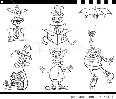 cartoon clowns comic characters set coloring page cartoon clowns comic characters set coloring page 95034181
