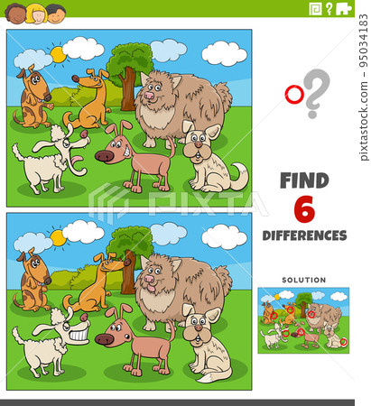 differences game with cartoon dogs group in the park differences game with cartoon dogs group in the park 95034183