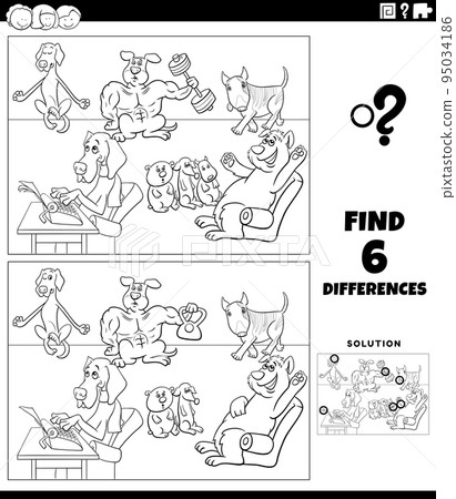 differences game with cartoon dogs coloring page differences game with cartoon dogs coloring page 95034186