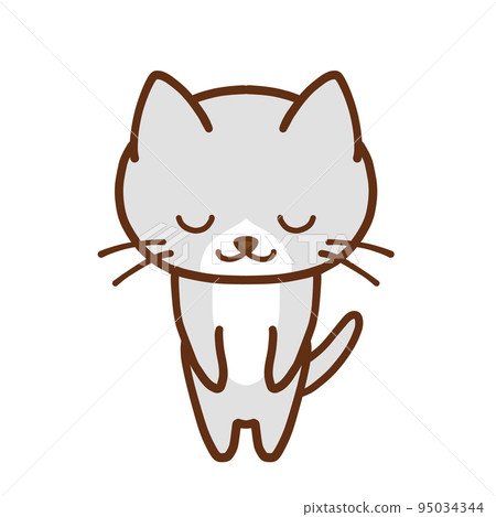 Hachiware gray cat bowing politely Hachiware gray cat bowing politely 95034344