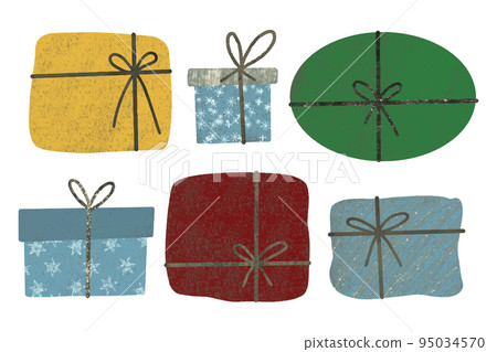 Vector Watercolor Christmas painting of gift with a bow. Vector Watercolor Christmas painting of gift with a bow. 95034570