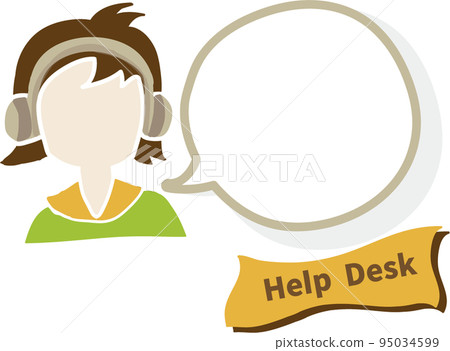 Woman working at a call center Colored speech bubble Woman working at a call center Colored speech bubble 95034599