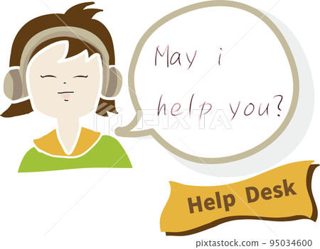 A woman working at a call center with text and a speech bubble 95034600