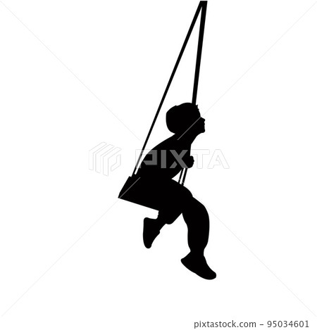 a child swinging body silhouette vector 95034601