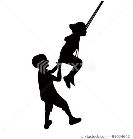 a child swinging body silhouette vector a child swinging body silhouette vector 95034602