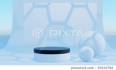 Geometric background for product demonstration, display with carbon fiber podium, 3d rendering, 16 x 9 wide, light blue daylight shading Geometric background for product demonstration, display with carbon fiber podium, 3d rendering, 16 x 9 wide, light blue daylight shading 95034760