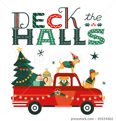 Christmas decoration delivery by red truck poster 95034802